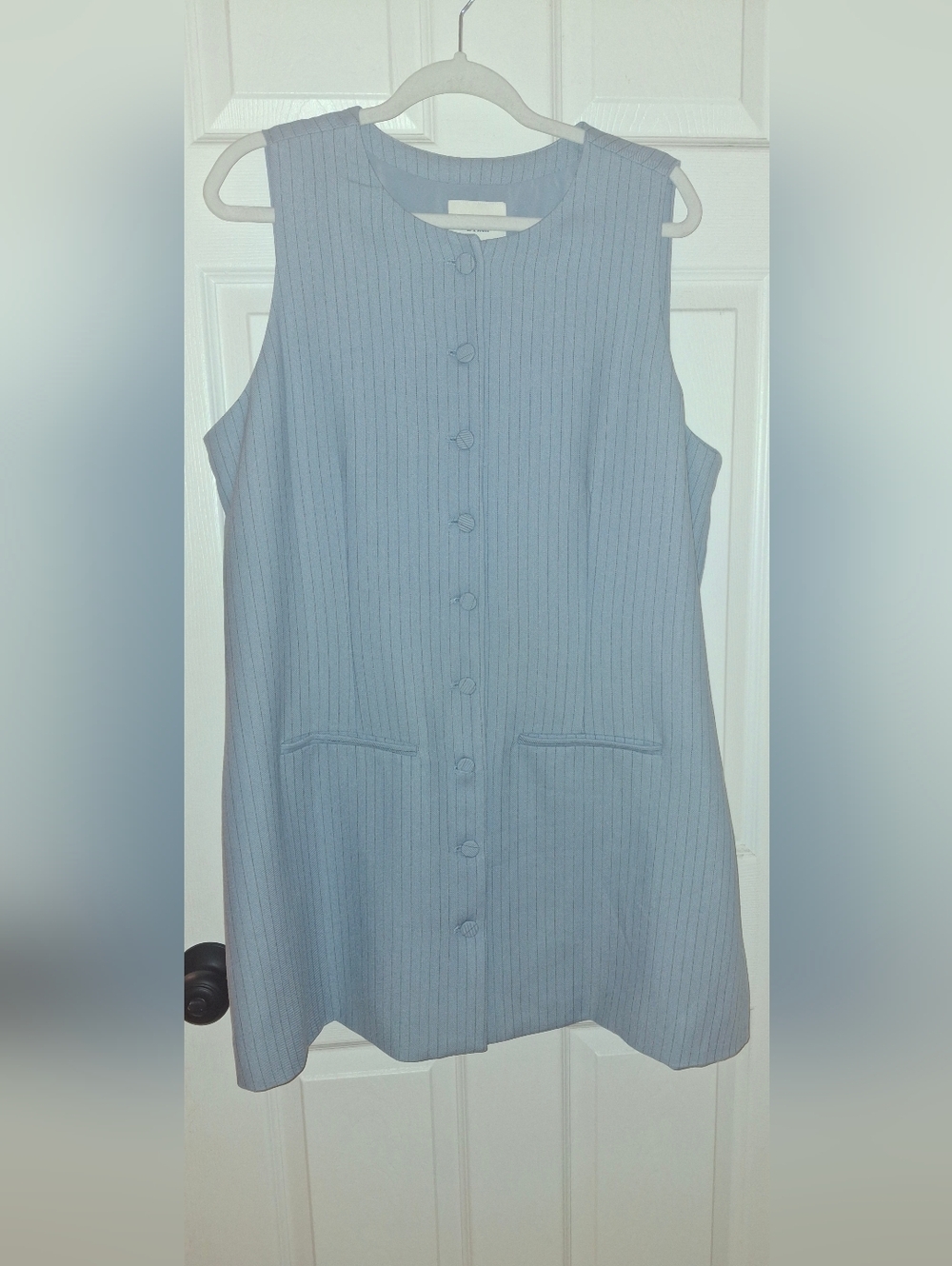 Abercrombie & Fitch Light Blue Pinstripe Button-Front Mini Dress